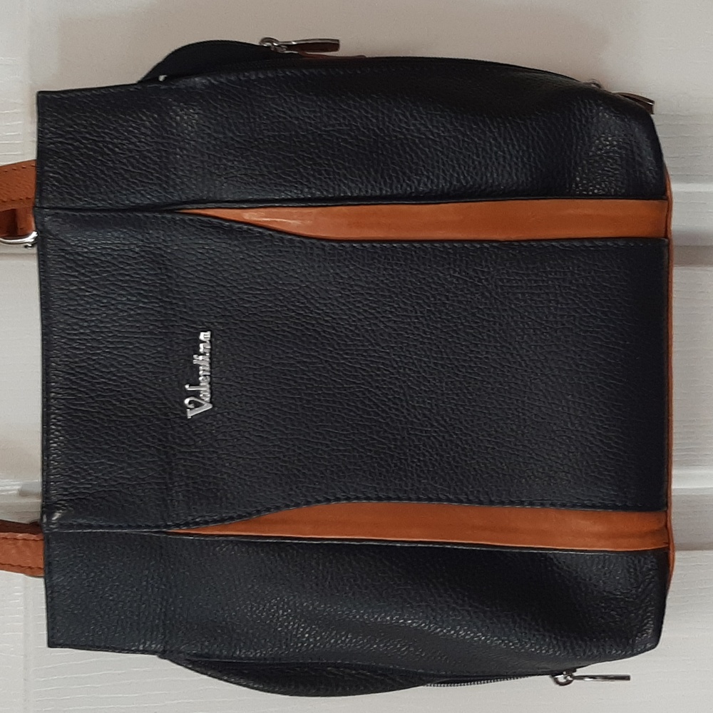 FIVE FOR $50 Valentina Black and Brown Leather Shoulder Bag